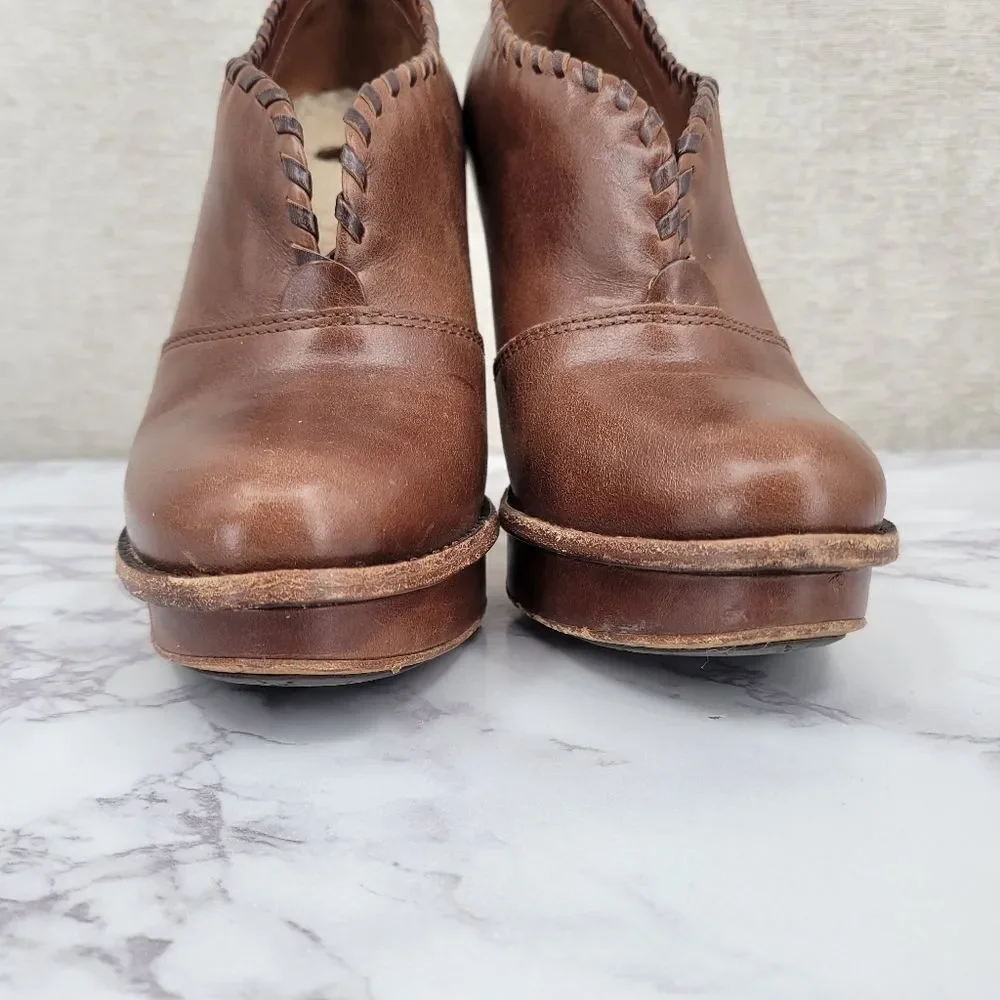 Ugg Jamison Whipstitch Ankle Boots Bootie Brown Leather Women's Heeled Platforms